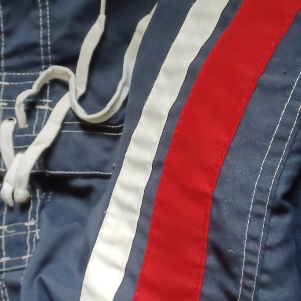 Surf Mentality Mens Medium Swim Trunks Board Shorts Red White Blue